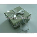 silver paper gift box with bowknot and ribbon handle